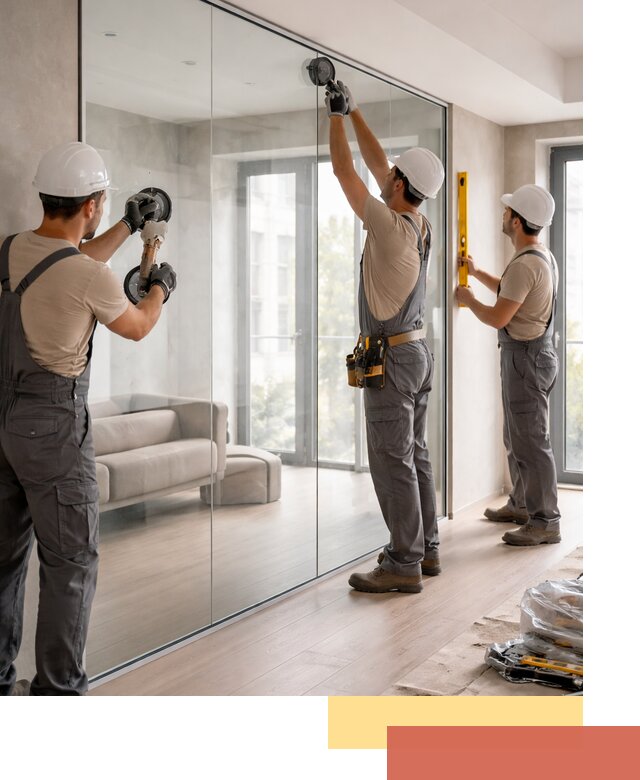 Перегородки из закаленного стекла в ельце для офисов и квартир