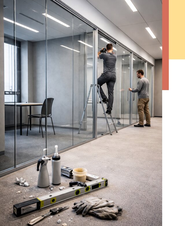 Стеклянные офисные перегородки в ельце от 8728 руб. — монтаж и установка | ОТДЕЛОЧНИК-Елц