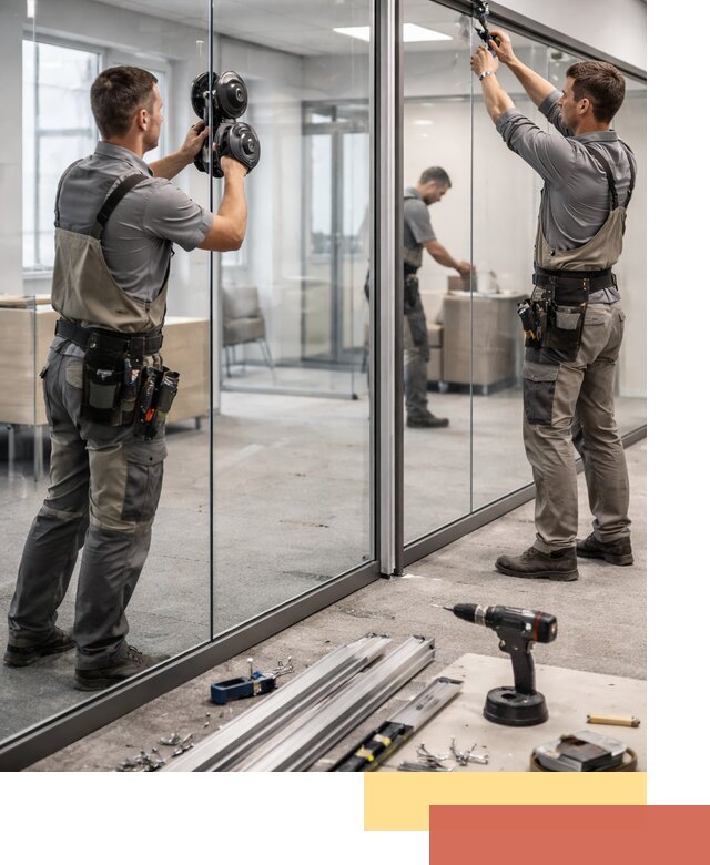 Стеклянные офисные перегородки под ключ в ельце