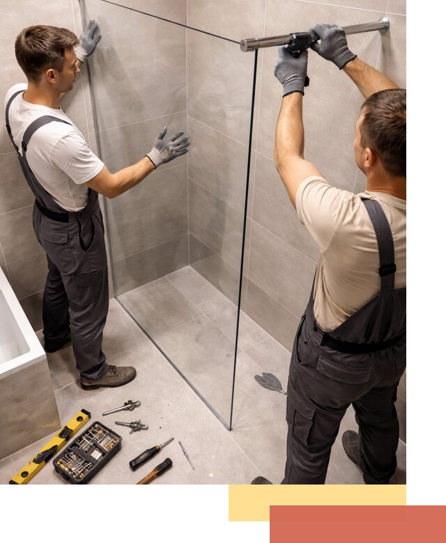 Стеклянные перегородки для душа в ельце — изготовление и монтаж