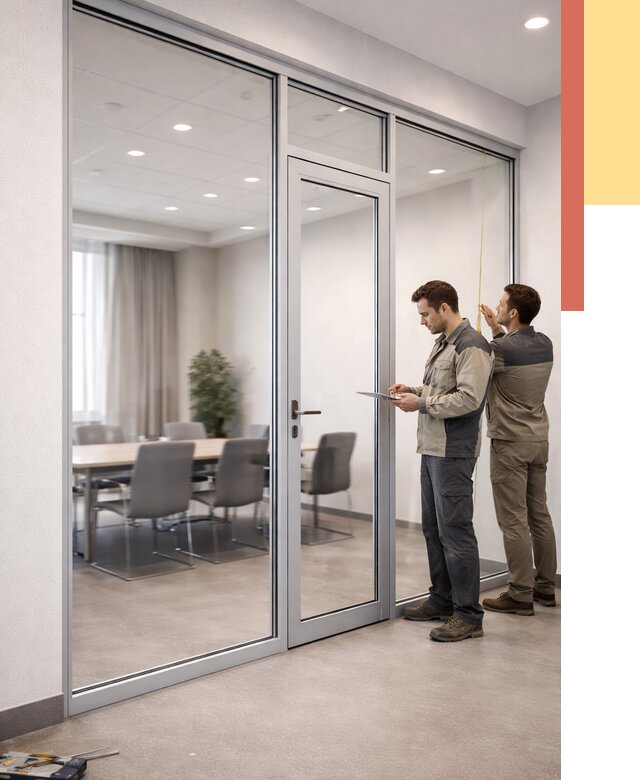 Установка и монтаж алюминиевых перегородок со стеклом в ельце от 8420 руб. | ОТДЕЛОЧНИК-Елц