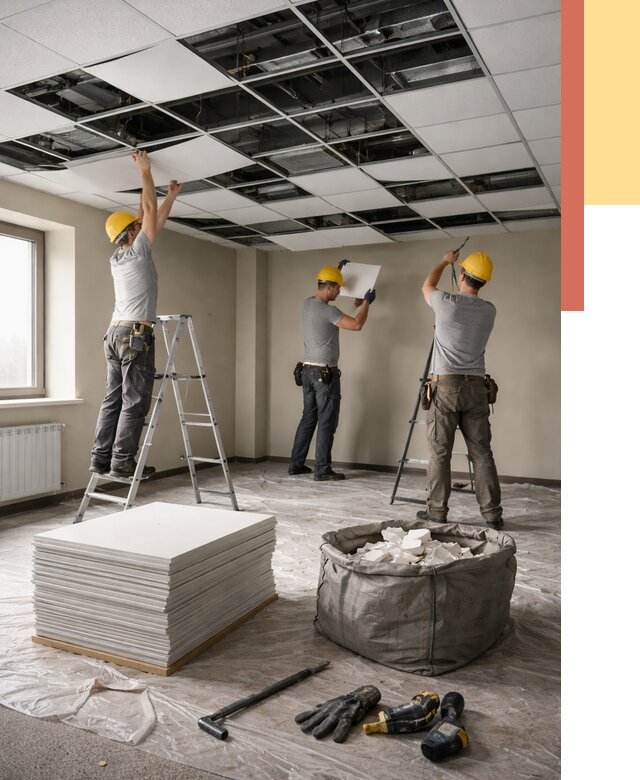 Демонтаж потолка Армстронг в ельце от 4621 руб. быстро и недорого | ОТДЕЛОЧНИК-Елц