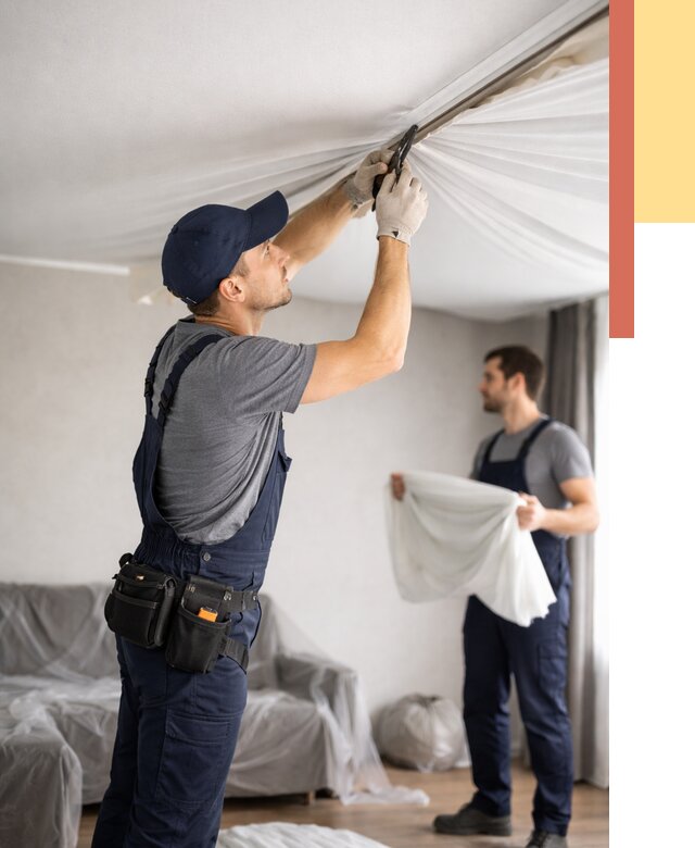 Демонтаж натяжного потолка в ельце от 4621 руб. — снятие и разбор под ключ | ОТДЕЛОЧНИК-Елц