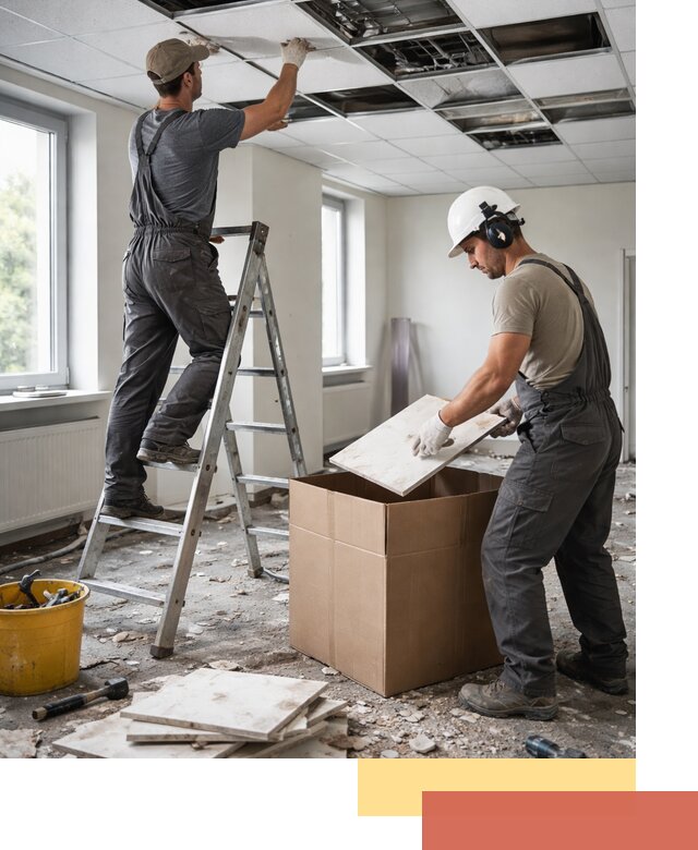 Демонтаж потолочной плитки в ельце быстро и аккуратно