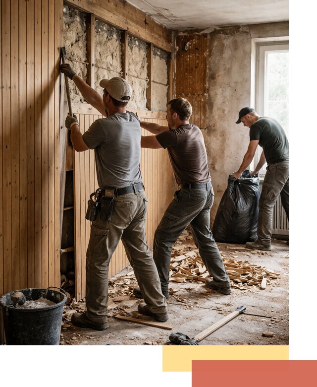 Демонтаж вагонки и вывоз материалов в ельце