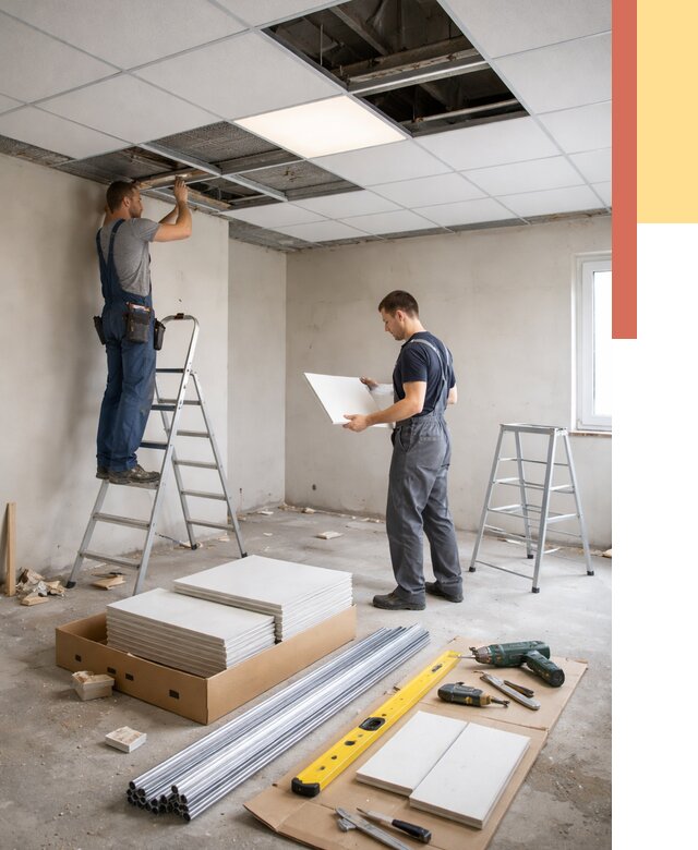 Монтаж потолка армстронг в ельце от 4621 руб/м2 — быстрая установка под ключ | ОТДЕЛОЧНИК-Елц