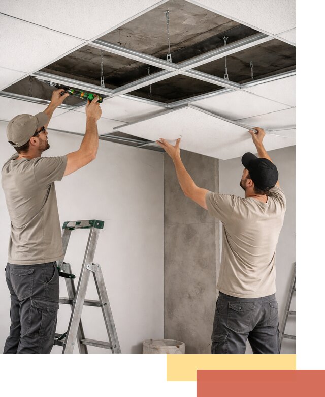 Монтаж потолка Армстронг под ключ в ельце