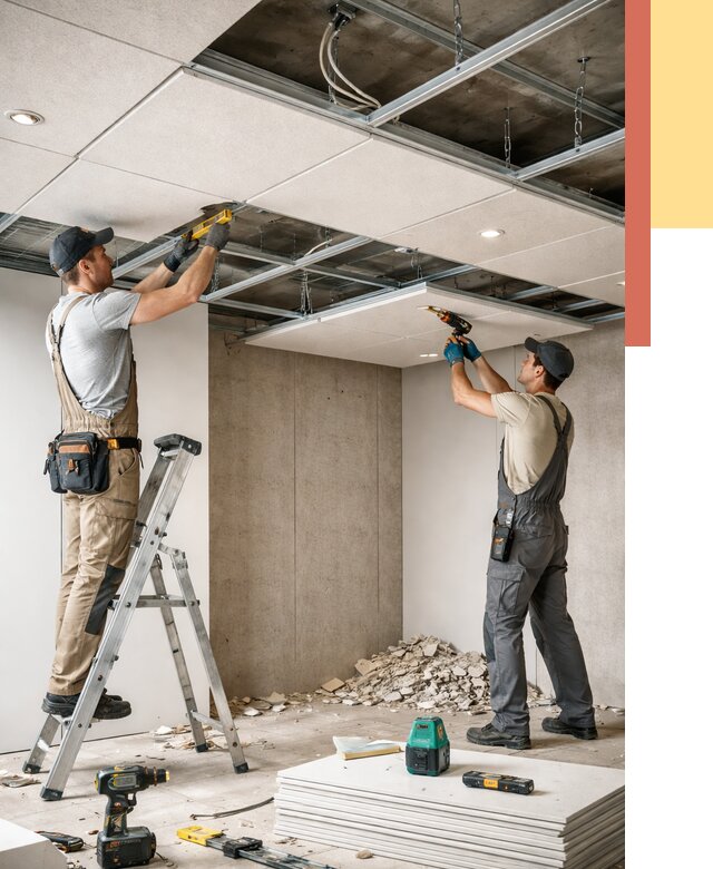 Монтаж акустического потолка в ельце от 6674 руб/м2 — быстро и недорого | ОТДЕЛОЧНИК-Елц