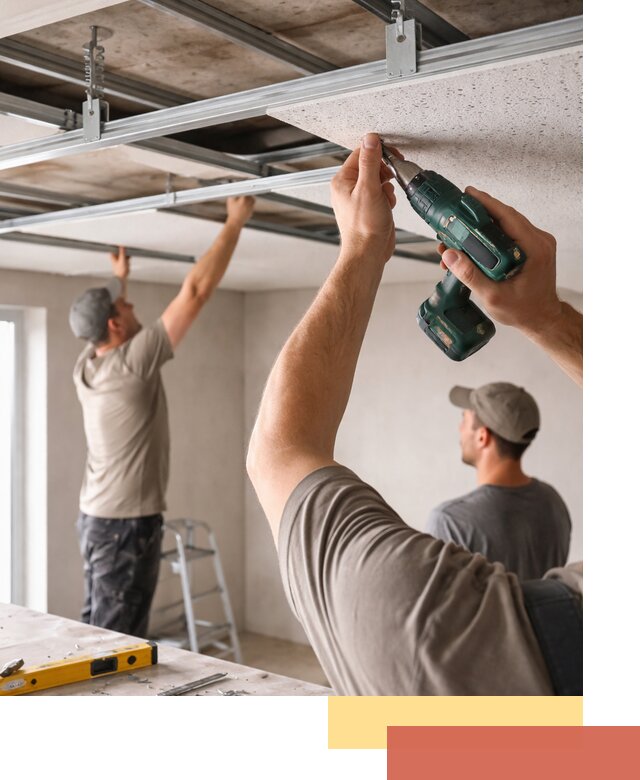 Монтаж акустического потолка в ельце под ключ