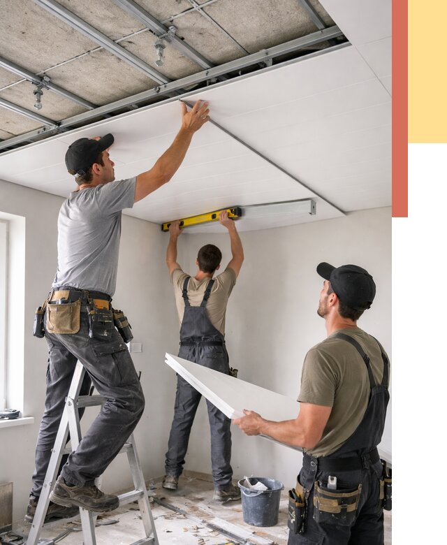 Монтаж потолка из ПВХ панелей в ельце от 3594 руб./м2 — быстро и недорого | ОТДЕЛОЧНИК-Елц