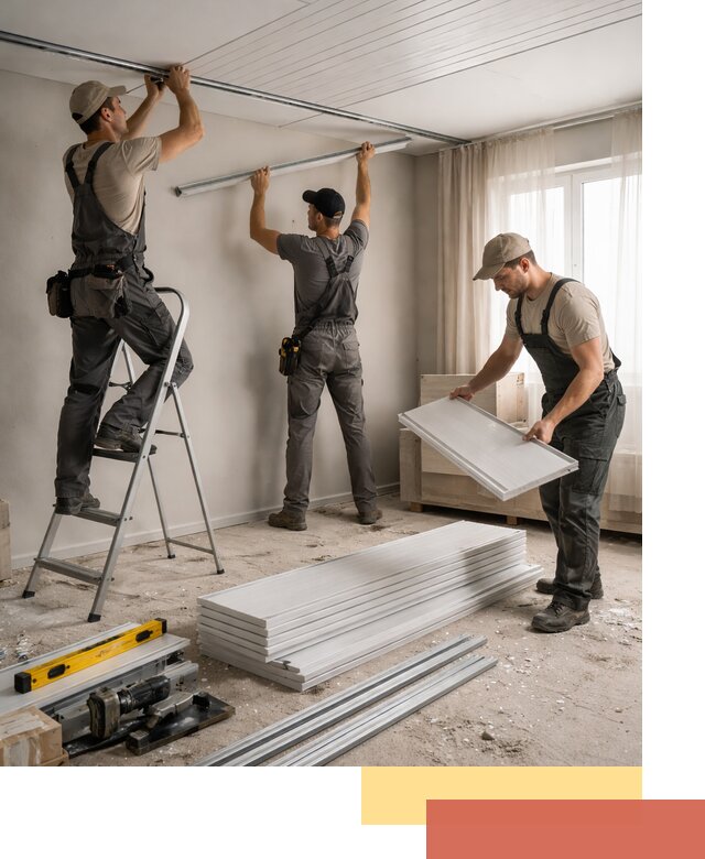 Монтаж потолка из ПВХ панелей в ельце оперативно и качественно