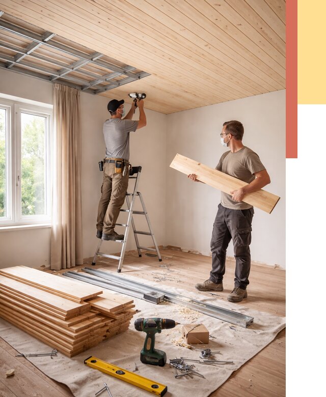 Монтаж потолка из вагонки в ельце от 6674 руб. | Быстро и недорого — ОТДЕЛОЧНИК-Елц