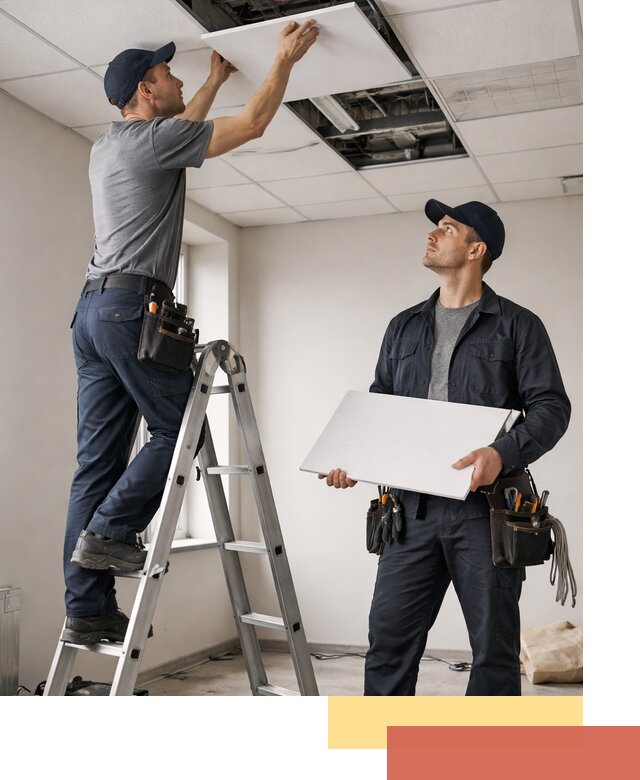 Обслуживание подвесного потолка в ельце — ремонт и чистка