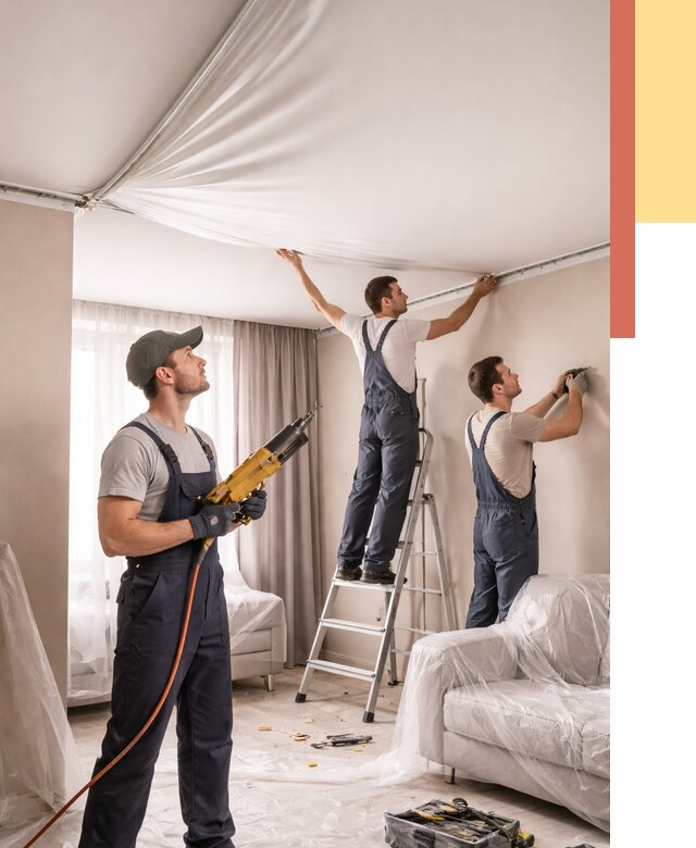 Установка натяжного потолка в ельце от 4621 руб. | Быстро и недорого — ОТДЕЛОЧНИК-Елц