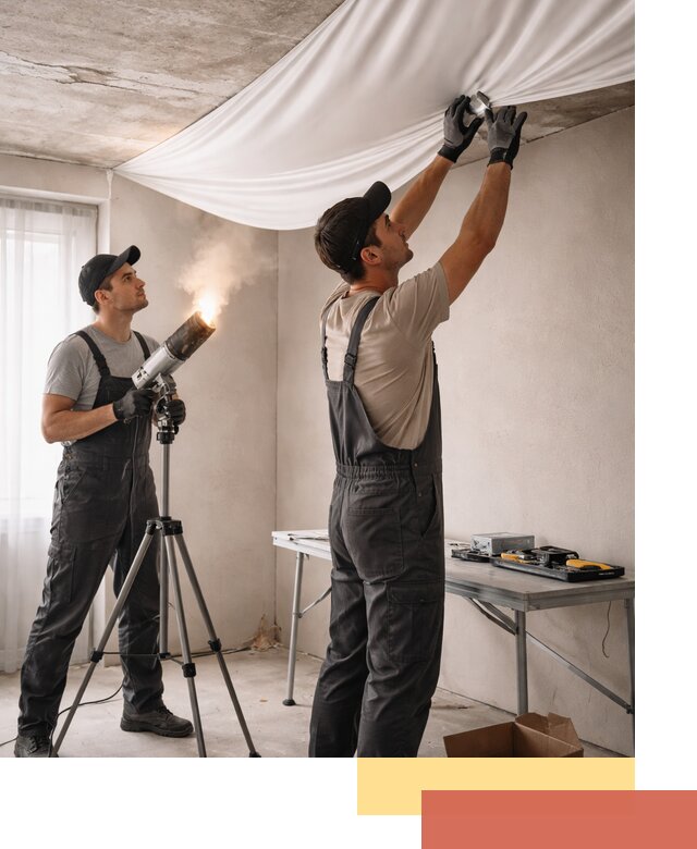 Установка натяжного потолка под ключ в ельце