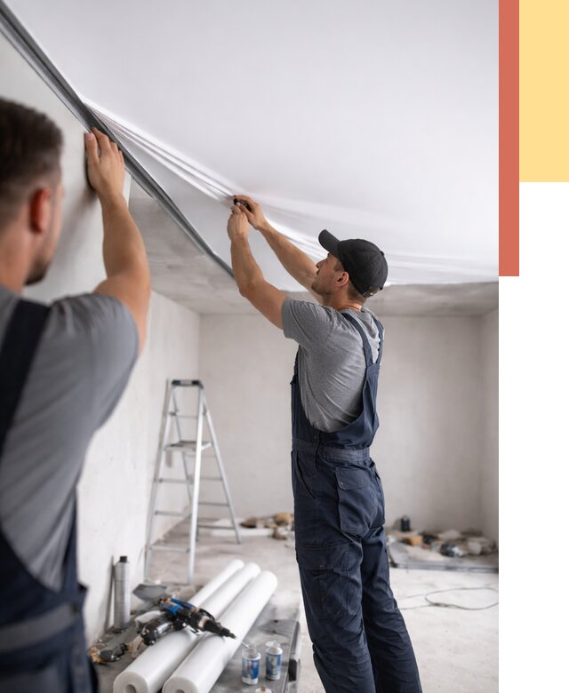 Монтаж матового натяжного потолка в ельце от 4621 руб./м² — быстро и недорого | ОТДЕЛОЧНИК-Елц