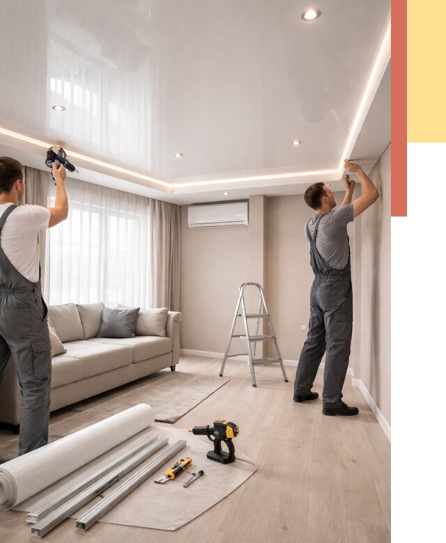 Монтаж глянцевого натяжного потолка в ельце от 770 руб. под ключ | ОТДЕЛОЧНИК-Елц