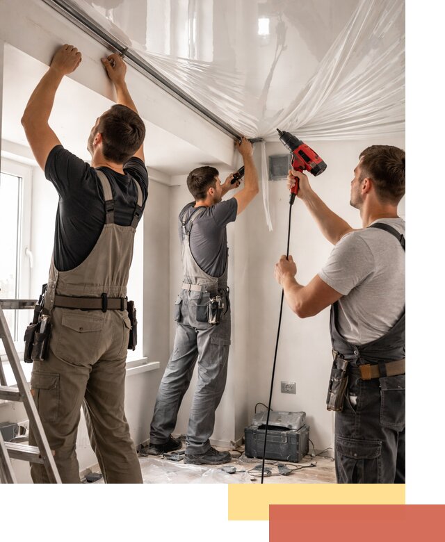 Монтаж глянцевого натяжного потолка в ельце быстро и качественно