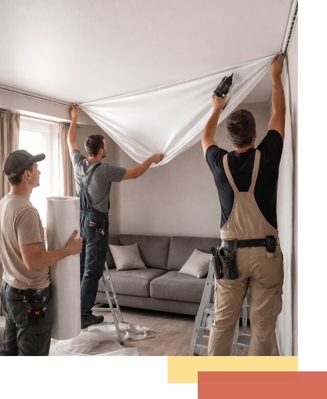 Монтаж сатинового натяжного потолка в ельце качественно и быстро