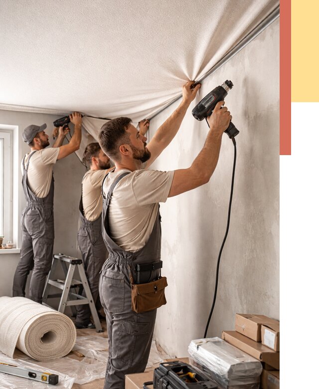 Монтаж фактурного натяжного потолка в ельце от 770 руб. — ОТДЕЛОЧНИК-Елц