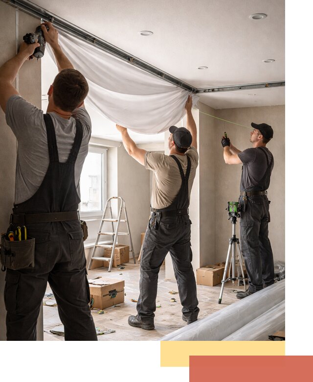 Монтаж парящего натяжного потолка под ключ в ельце