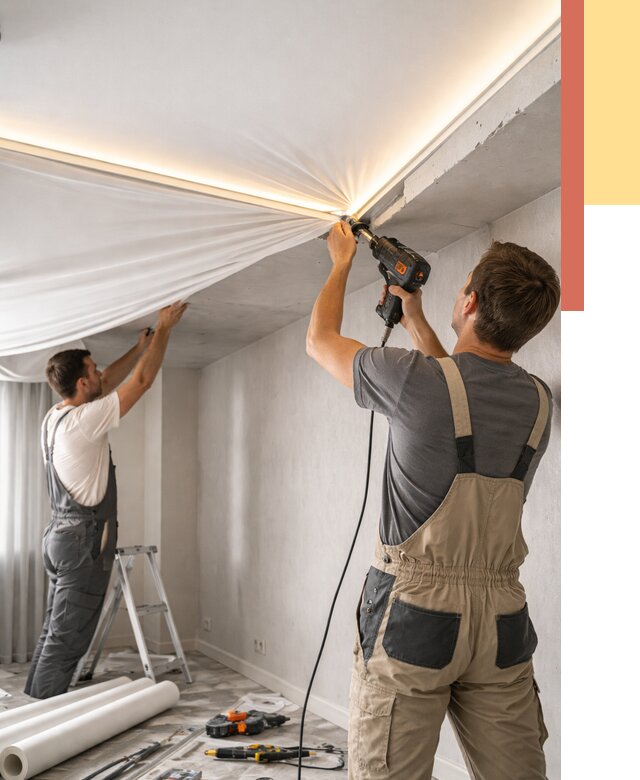 Монтаж натяжного потолка с подсветкой в ельце от 975 руб. | ОТДЕЛОЧНИК-Елц