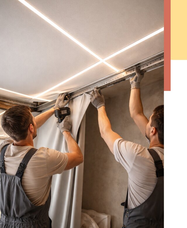 Монтаж натяжного потолка со световыми линиями в ельце от 1232 руб. | ОТДЕЛОЧНИК-Елц