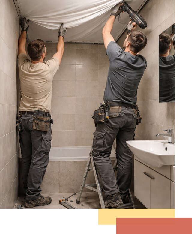 Монтаж натяжного потолка в ванной в ельце быстро и качественно