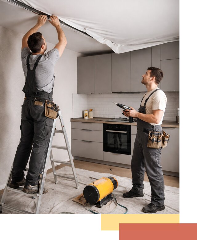 Монтаж натяжного потолка на кухне в ельце