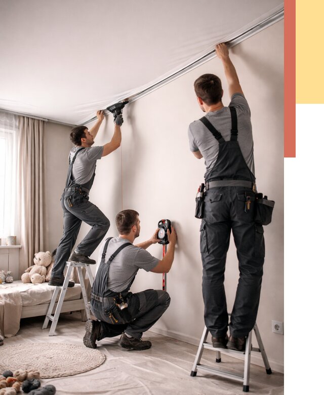 Монтаж натяжного потолка в детской в ельце от 3594 руб. — быстро и недорого | ОТДЕЛОЧНИК-Елц