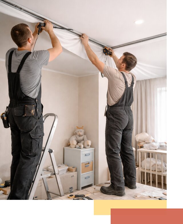 Монтаж натяжного потолка в детской комнате в ельце