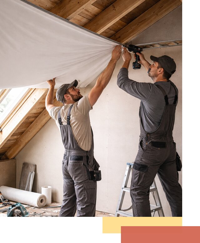 Монтаж натяжного потолка в мансарде в ельце