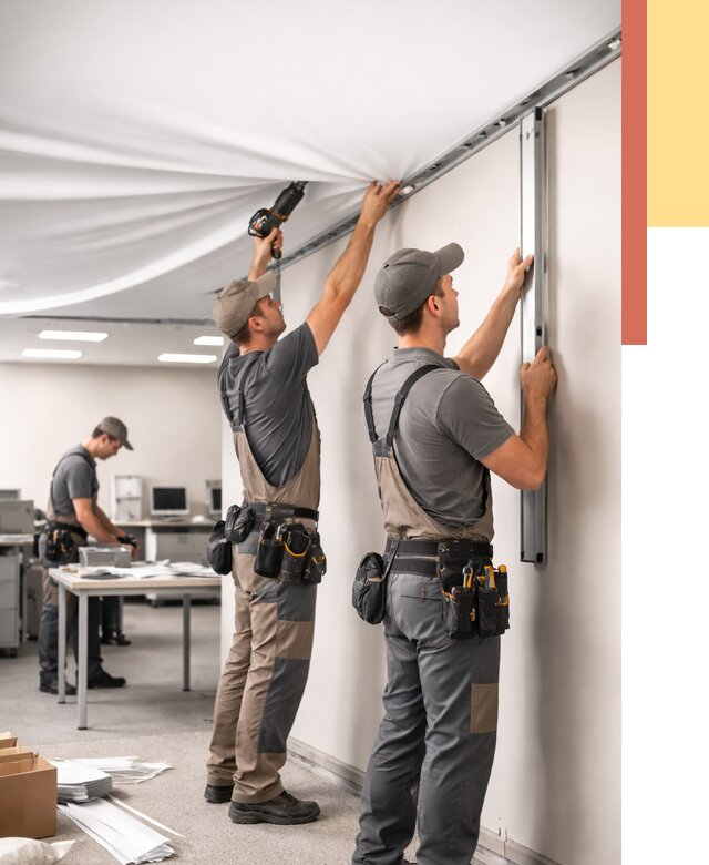 Монтаж натяжного потолка в офисе в ельце от 462 руб/м² — быстро и недорого | ОТДЕЛОЧНИК-Елц