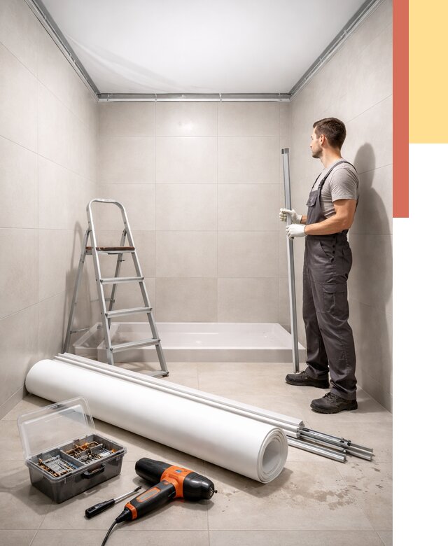 Монтаж натяжного потолка в санузле в ельце от 1900 руб. — ОТДЕЛОЧНИК-Елц