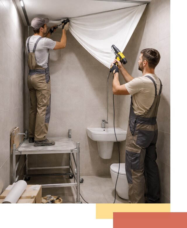 Монтаж натяжного потолка в санузле в ельце