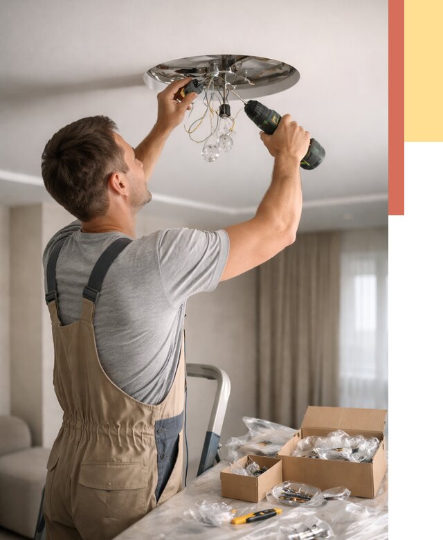 Установка люстры в натяжной потолок в ельце от 1232 руб. | Быстро и недорого — ОТДЕЛОЧНИК-Елц