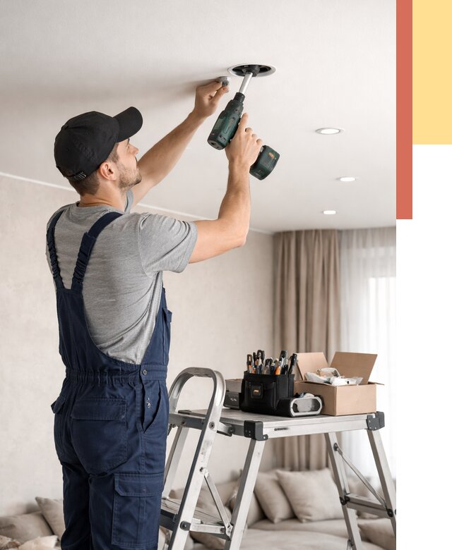 Установка и монтаж точечных светильников в натяжной потолок в ельце от 1848 руб. | ОТДЕЛОЧНИК-Елц