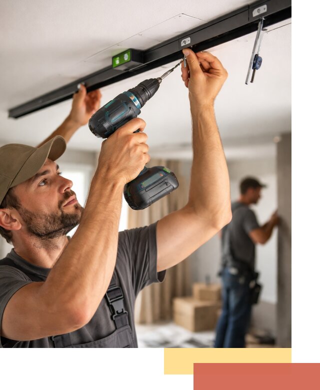 Установка трековых светильников в натяжной потолок в ельце