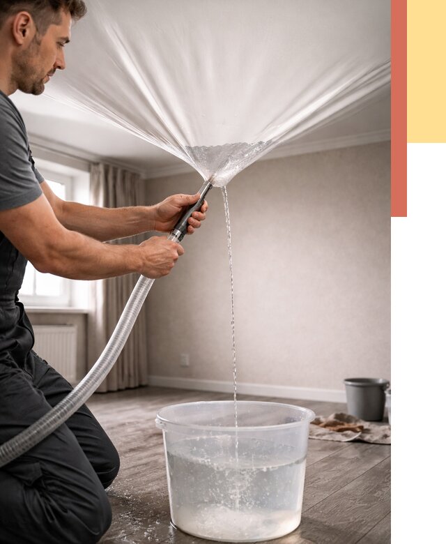 Слив воды с натяжного потолка в ельце от 2567 руб. быстро и недорого | ОТДЕЛОЧНИК-Елц