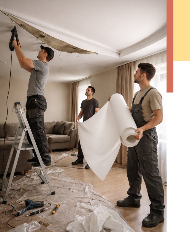 Замена полотна натяжного потолка в ельце от 9755 руб. быстро и недорого | ОТДЕЛОЧНИК-Елц