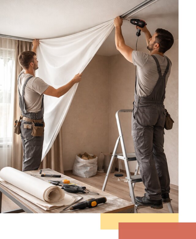 Замена полотна натяжного потолка в ельце быстро и качественно