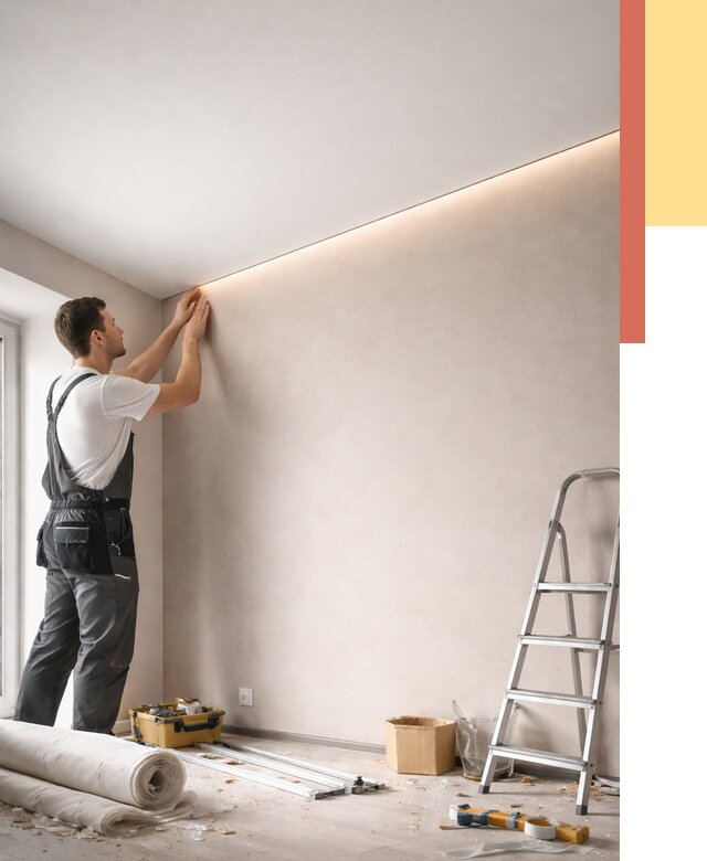 Теневые натяжные потолки в ельце от 8420 руб. под ключ | ОТДЕЛОЧНИК-Елц