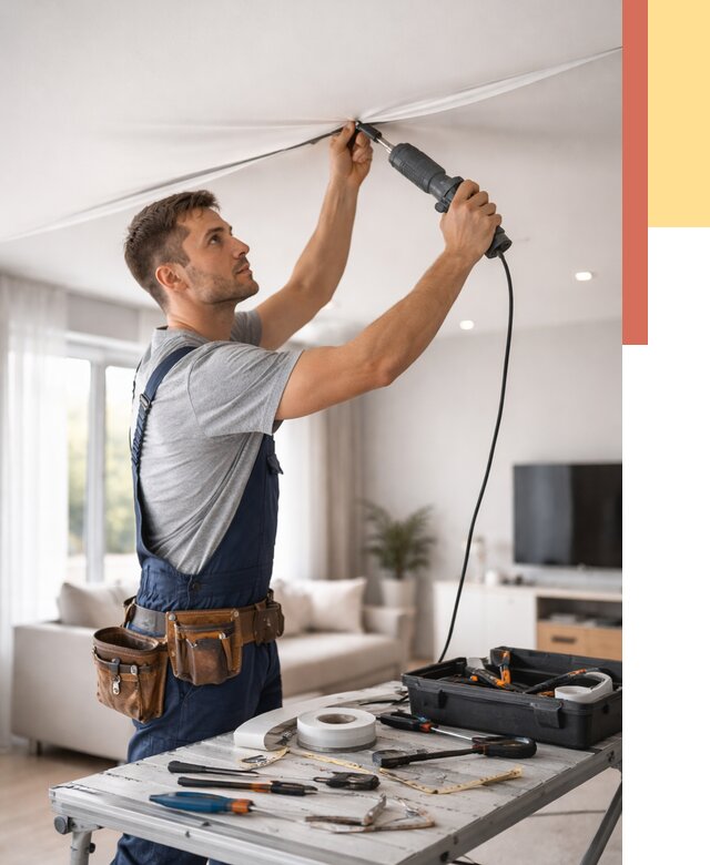 Ремонт натяжных потолков в ельце от 9755 руб. под ключ — ОТДЕЛОЧНИК-Елц