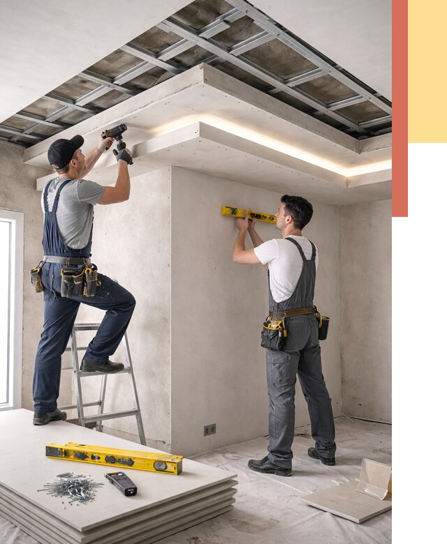 Двухуровневый потолок из гипсокартона в ельце от 1489 руб. под ключ | ОТДЕЛОЧНИК-Елц