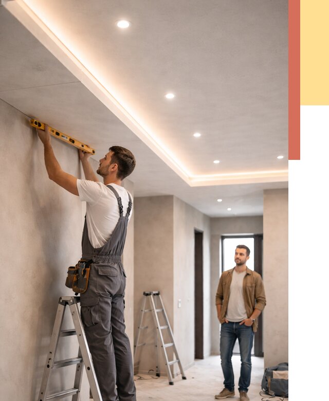 Потолок из гипсокартона с подсветкой в ельце от 770 руб./м2 под ключ | ОТДЕЛОЧНИК-Елц