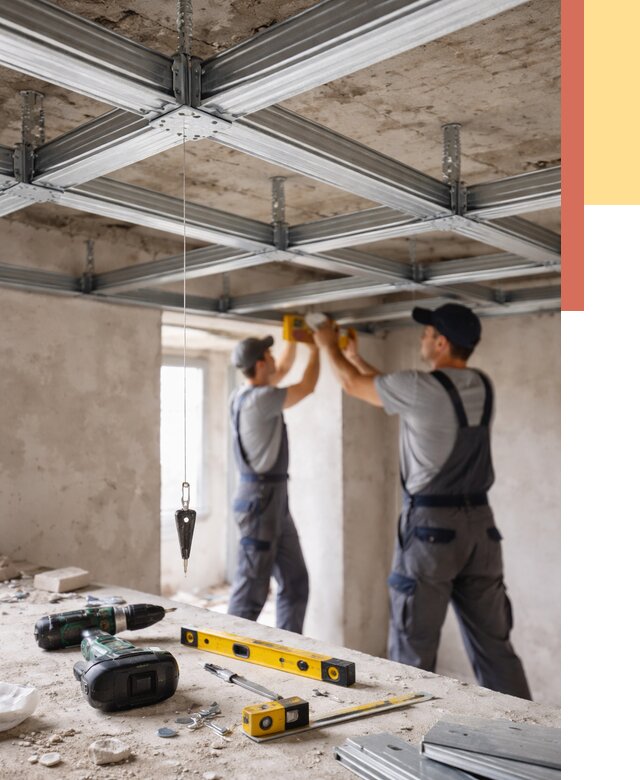 Монтаж каркаса потолка из профиля в ельце от 4621 руб. — услуги ОТДЕЛОЧНИК-Елц