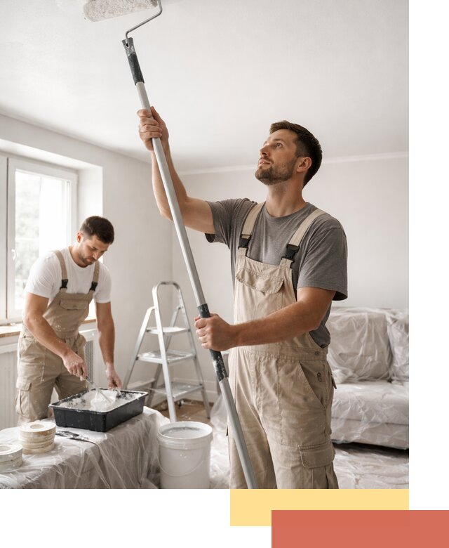 Покраска потолка водоэмульсионной краской в ельце