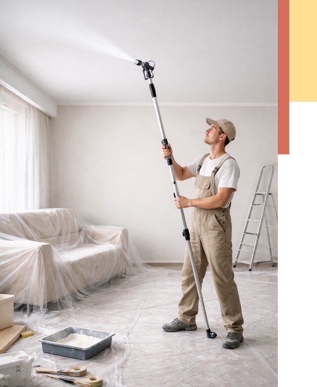 Покраска потолка краскопультом в ельце от 4621 руб. быстро и недорого | ОТДЕЛОЧНИК-Елц