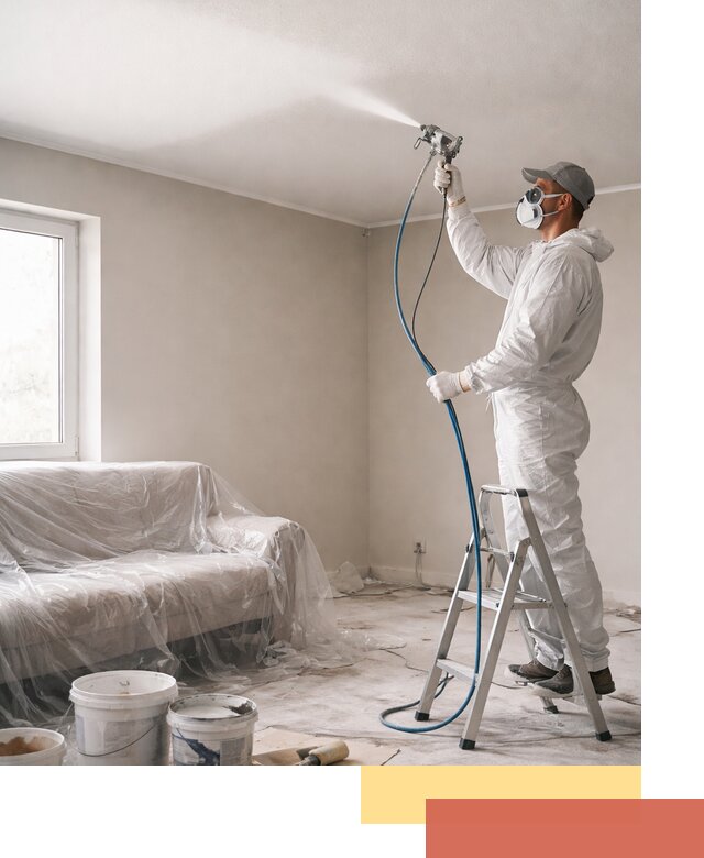 Покраска потолка краскопультом в ельце быстро и качественно